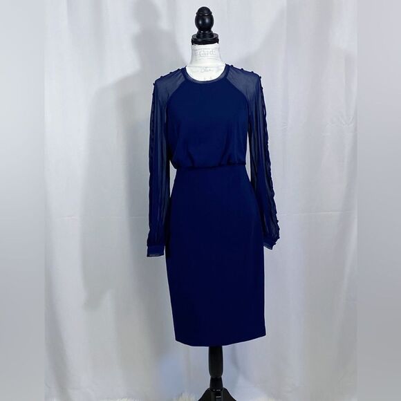 Badgley Mischka Blouson Button-Sleeve Dress size 4 - Picture 7 of 13